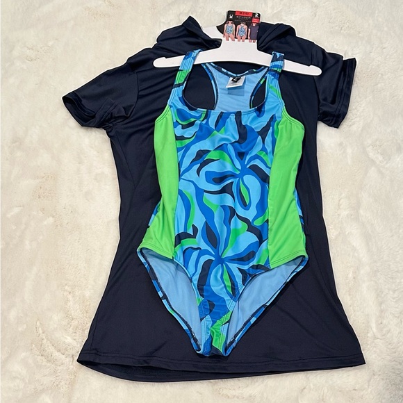 NWT •• Spyder • 2-Piece Girls' Swimsuit • UPF30+ • Breathable • M(10) - Picture 3 of 4